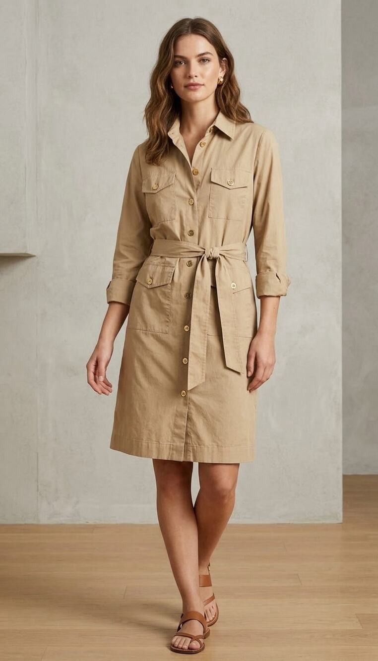 Tory Burch Khaki Dress Belted Utility Size 8